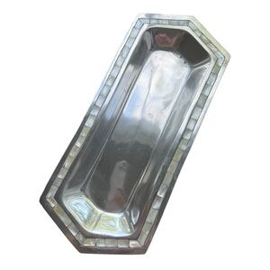 Silver Rectangular Tray with Mother of Pearl Inlay